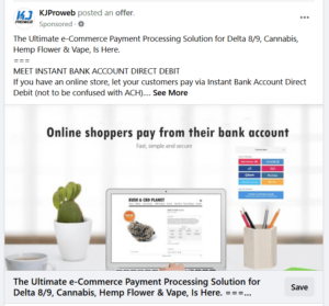 Facebook Ad for Instant Bank Direct Debit on Facebook