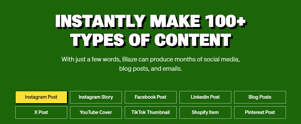Instantly Create 100s Of Content Pieces blaze ai
